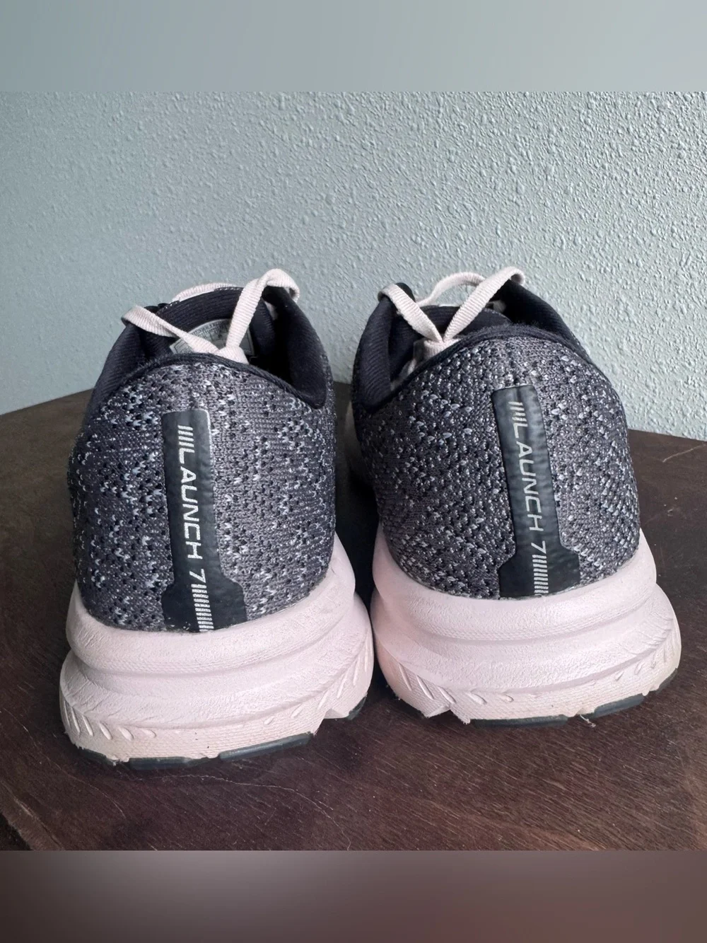 Brooks Launch Running Sneakers in Gray and Light Pink